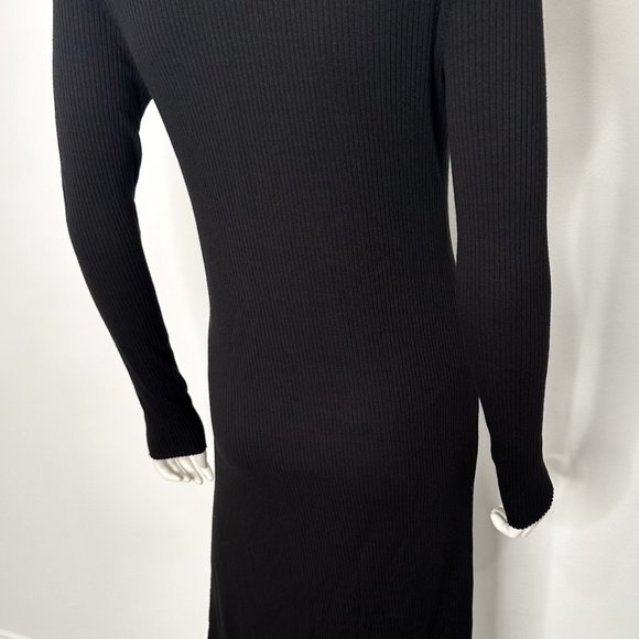 Revolve The Range Mock Neck Ribbed High Slit Long Sleeve Midi Dress in Black - Picture 12 of 14